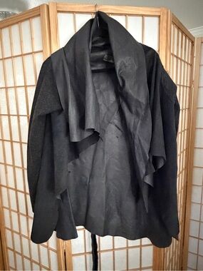Designer Sample Daryl K Black Gray Draped Open Front Jacket